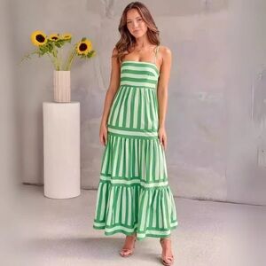 Green Striped Maxi Dress